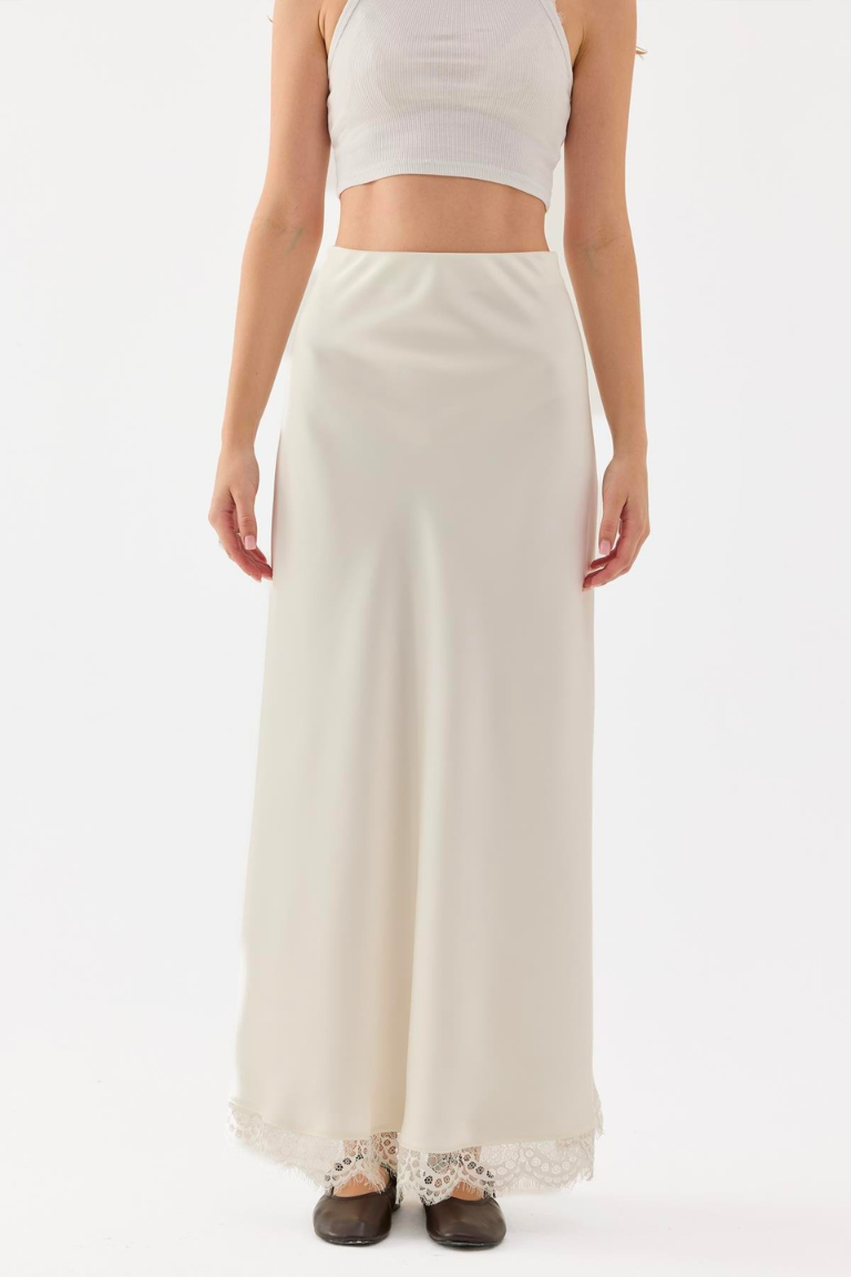 Amara Satin Skirt Ecru