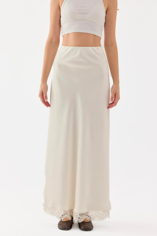 Amara Satin Skirt Ecru