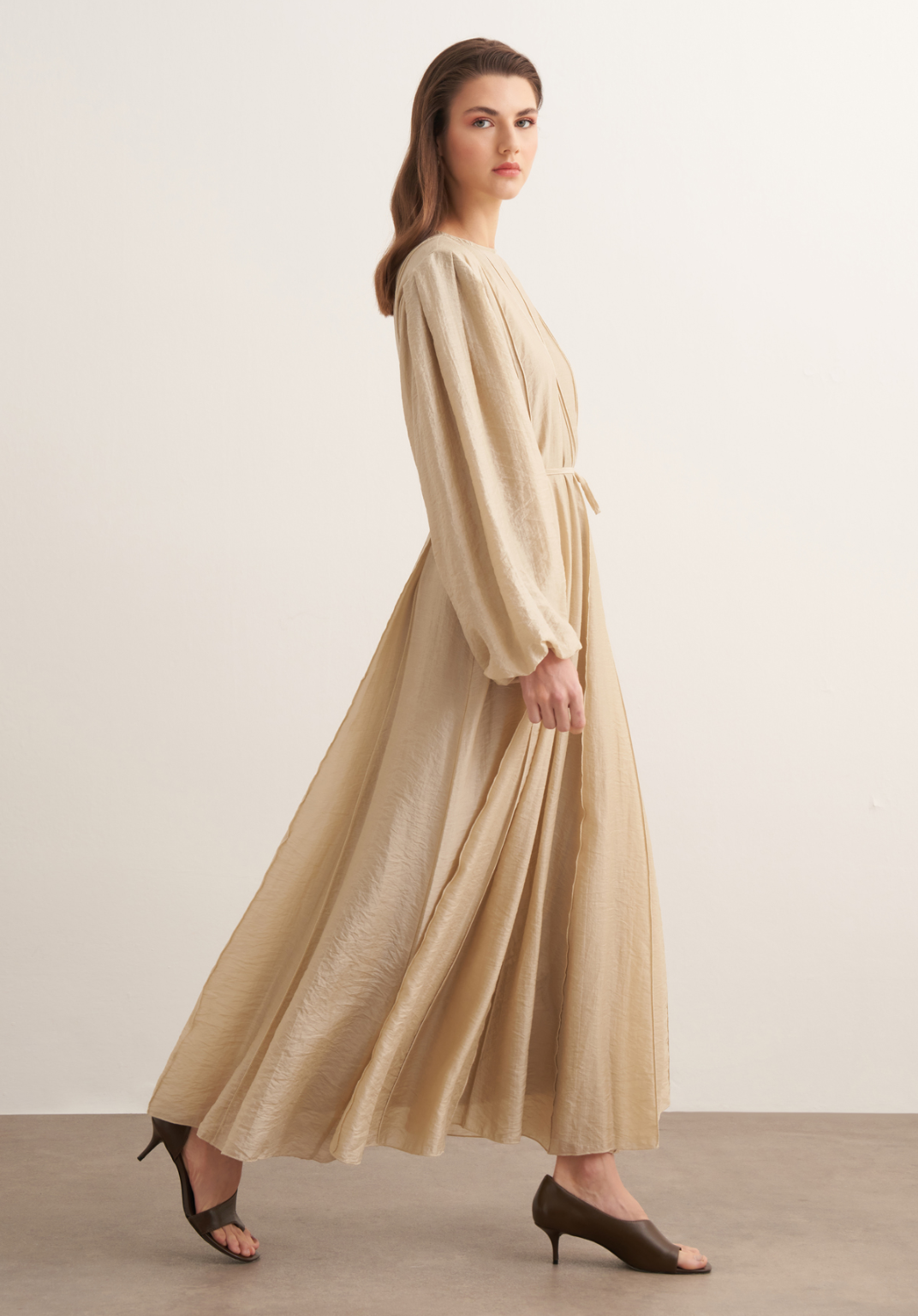 Maria Pintuck Detail Maxi Dress - Butter