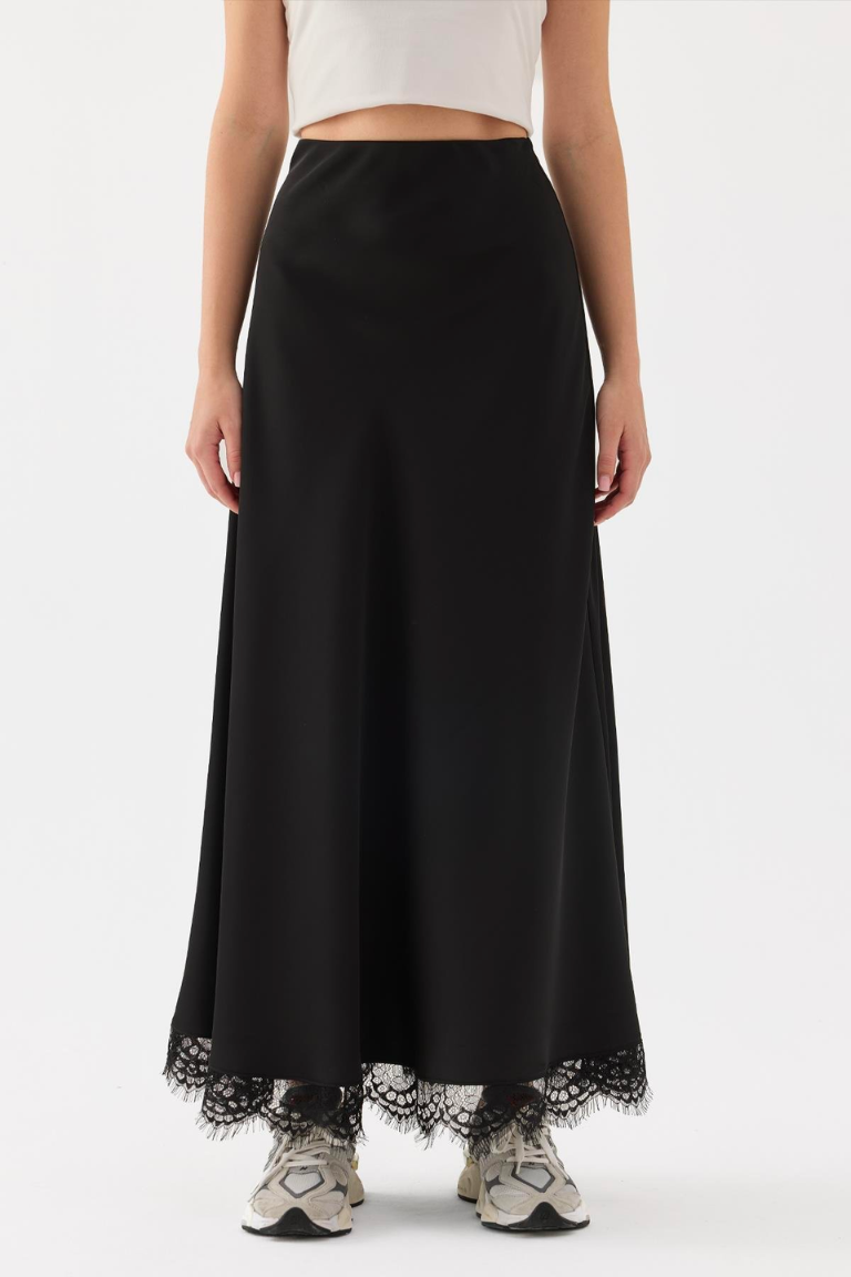 Amara Satin Skirt Black