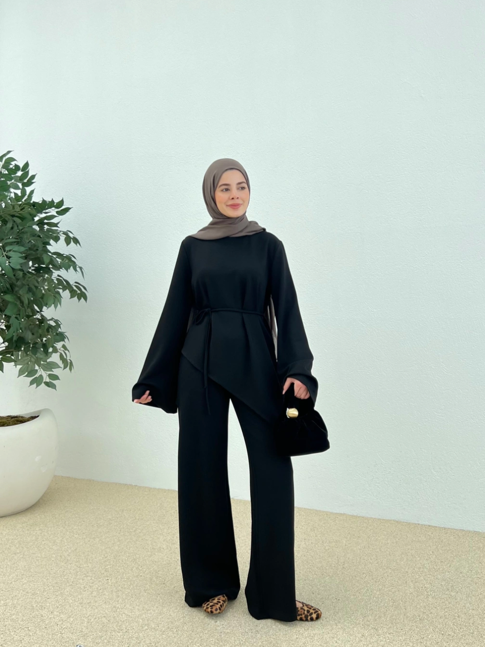 Asymmetric Modal Co-Ord Black