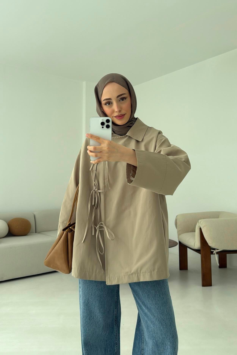 Bow Tie Trench Coat – Mink