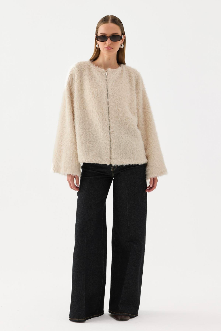 Gigi Faux Fur Jacket - Cream