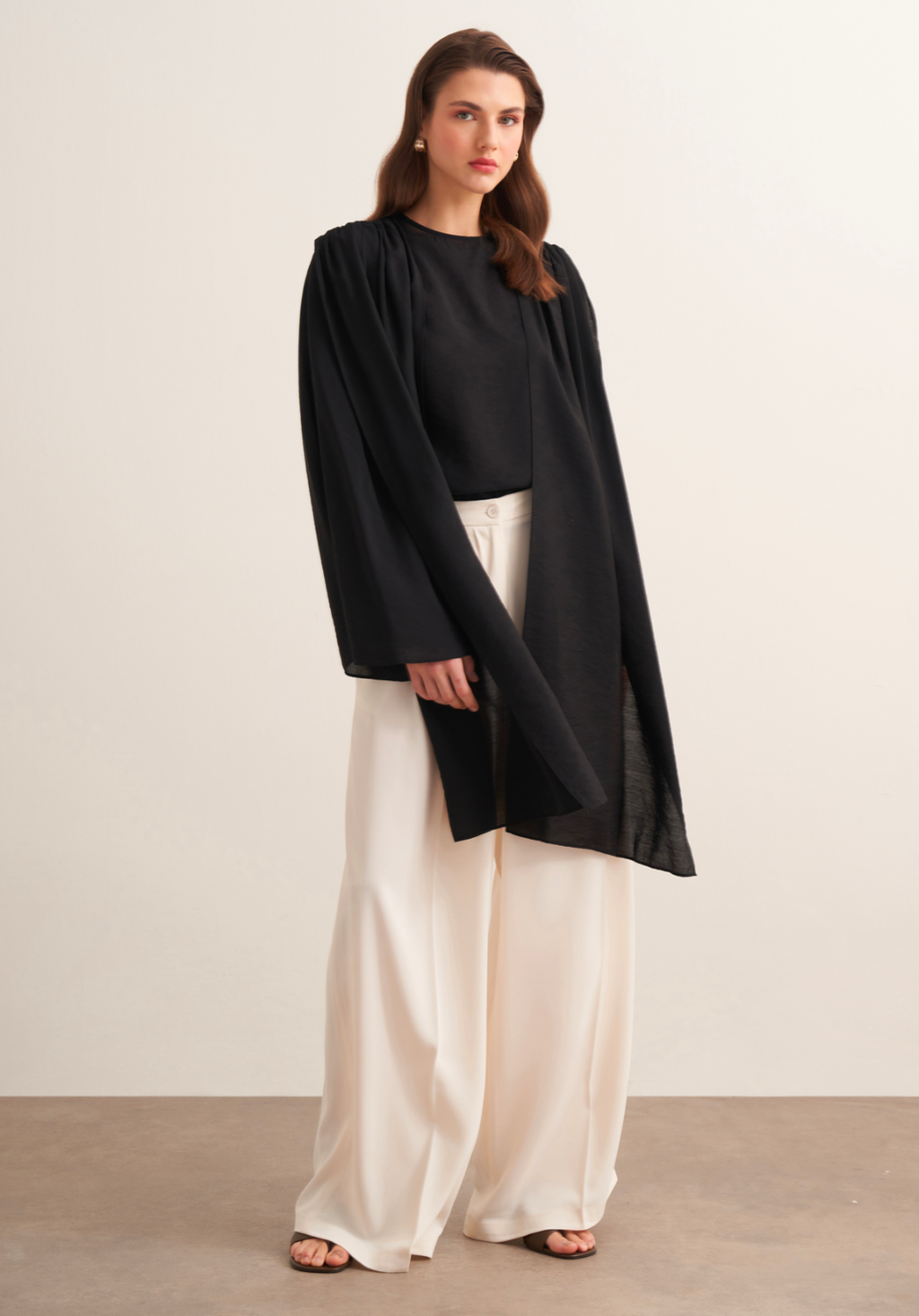 Novi Shawl Detail Blouse Black