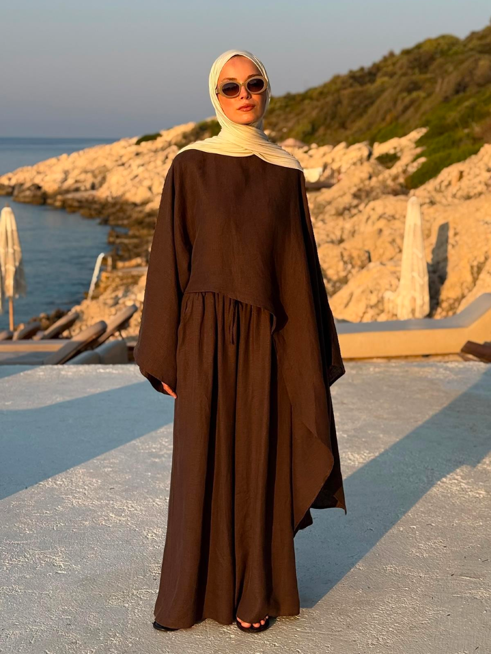 Asymmetrical Cape Top Brown