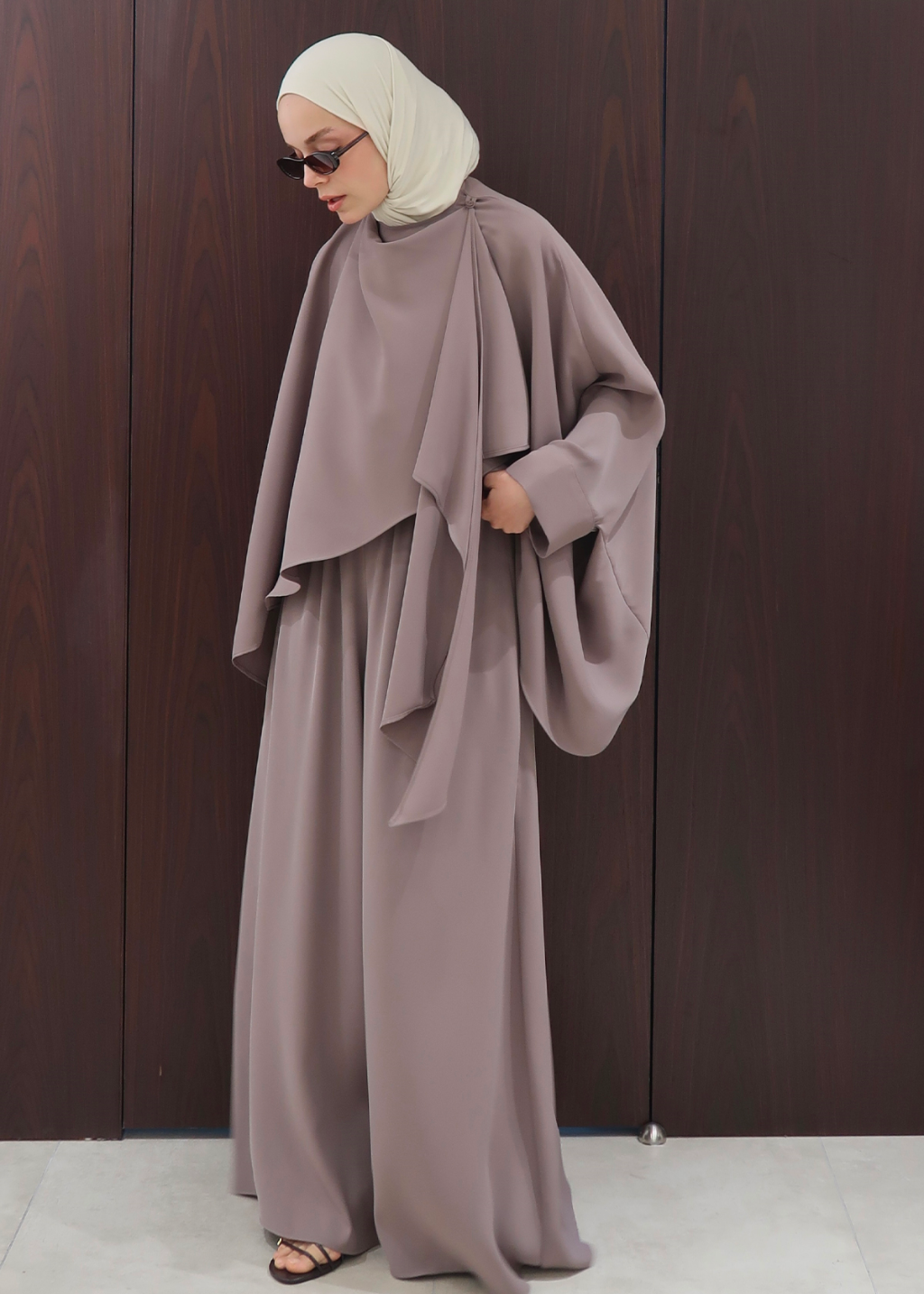 Joud Shawl-Detail Co-Ord Mink