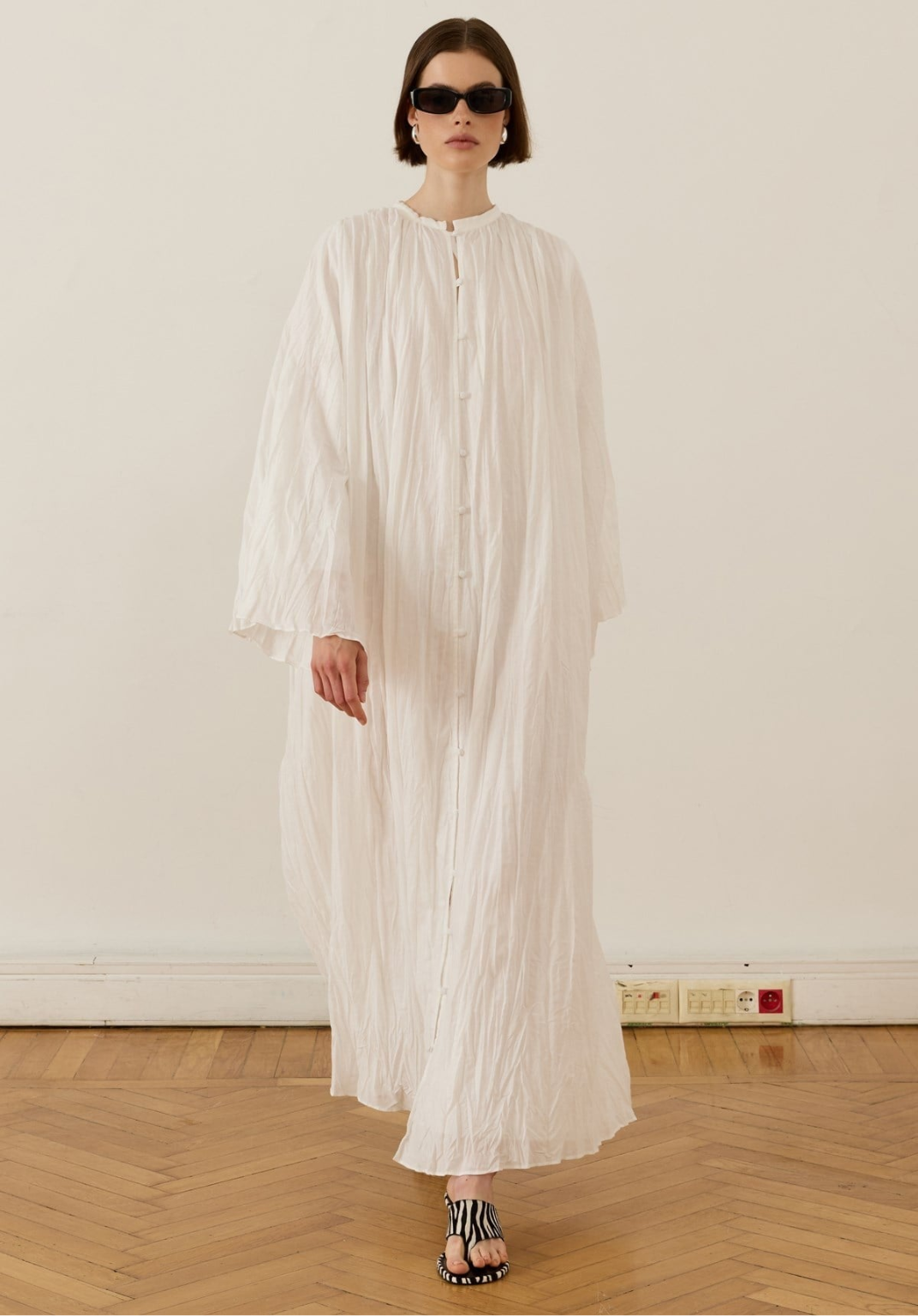Nima Crush Voile Dress White