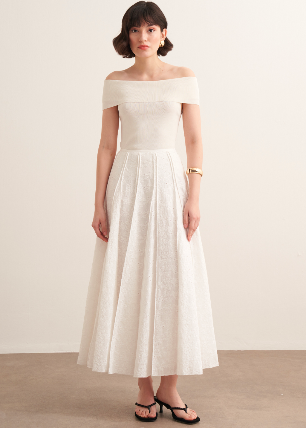 Embroidered Voile Maxi Skirt