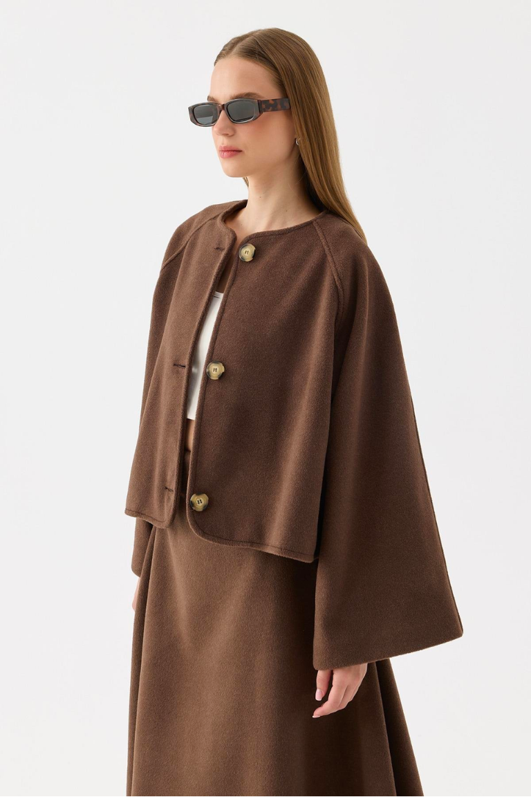 Wool Blend Skirt Co-ord – Brown