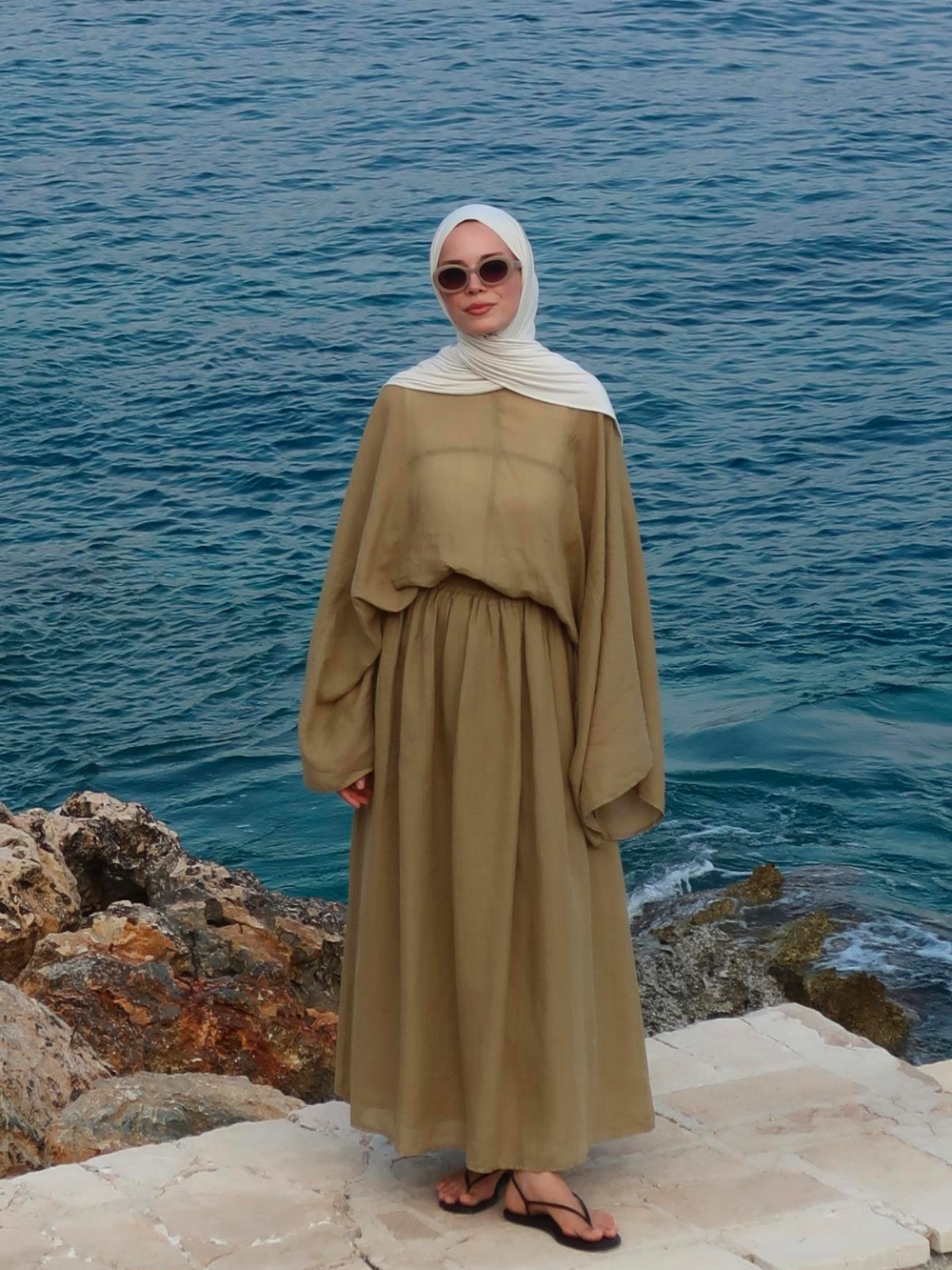 Lila Rami Skirt Co-Ord Olive Green
