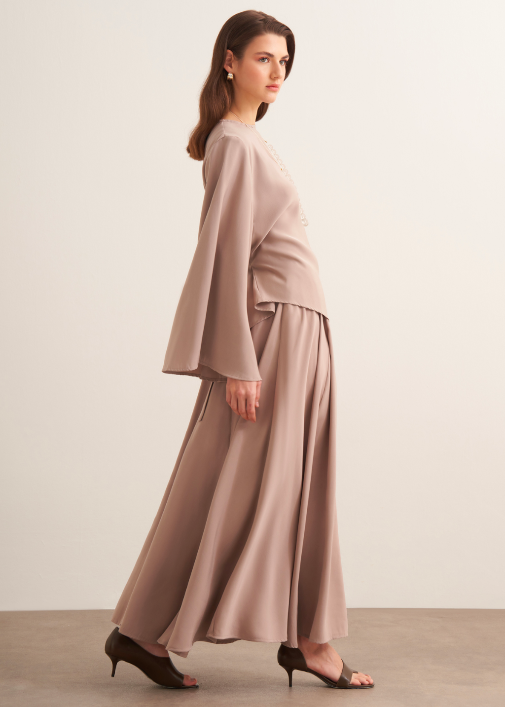 Dima Tie Detail Mink Skirt Co-Ord