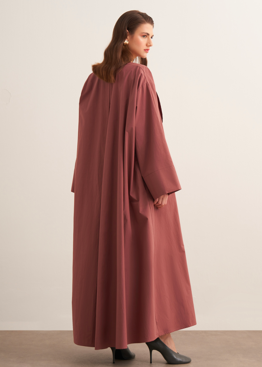 Ines Premium Longline Kimono Co-Ord - Reddish Brown