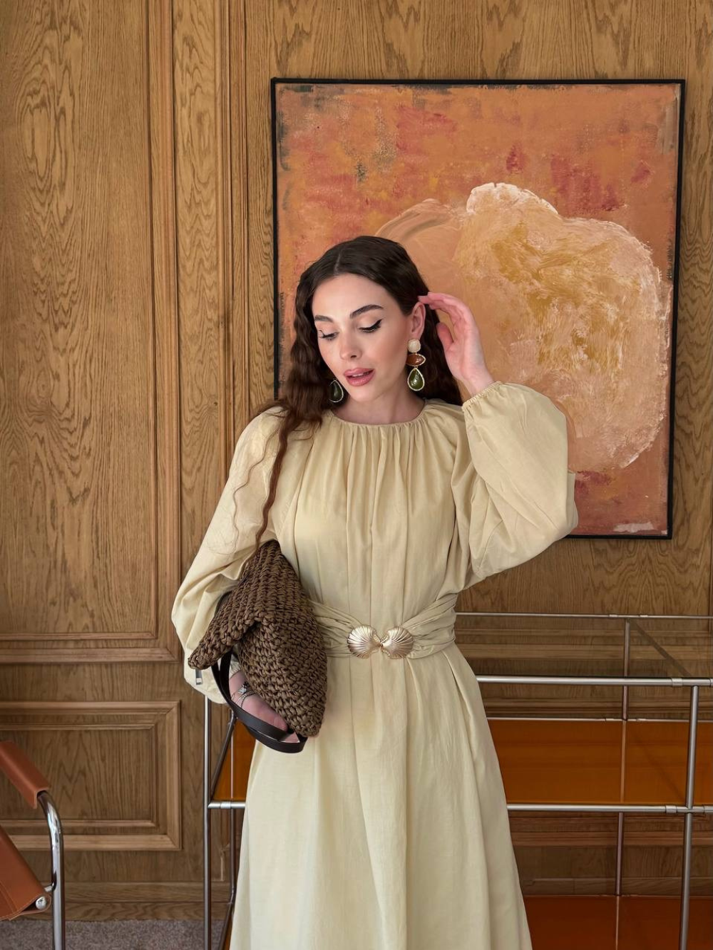 Viola Wide-Belted Buckled Dress Butter Yellow