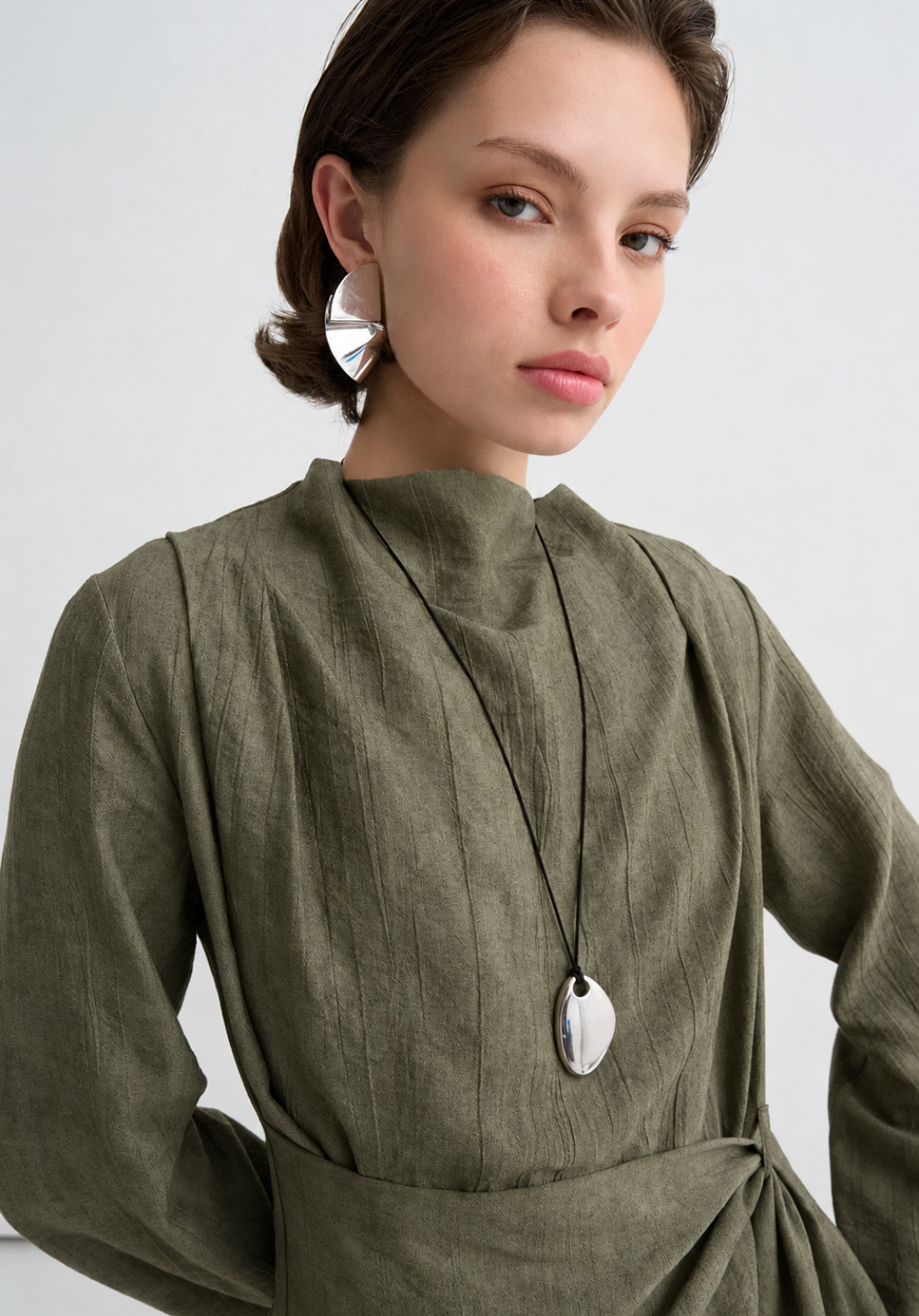 Ece Crush Effect Blouse Khaki