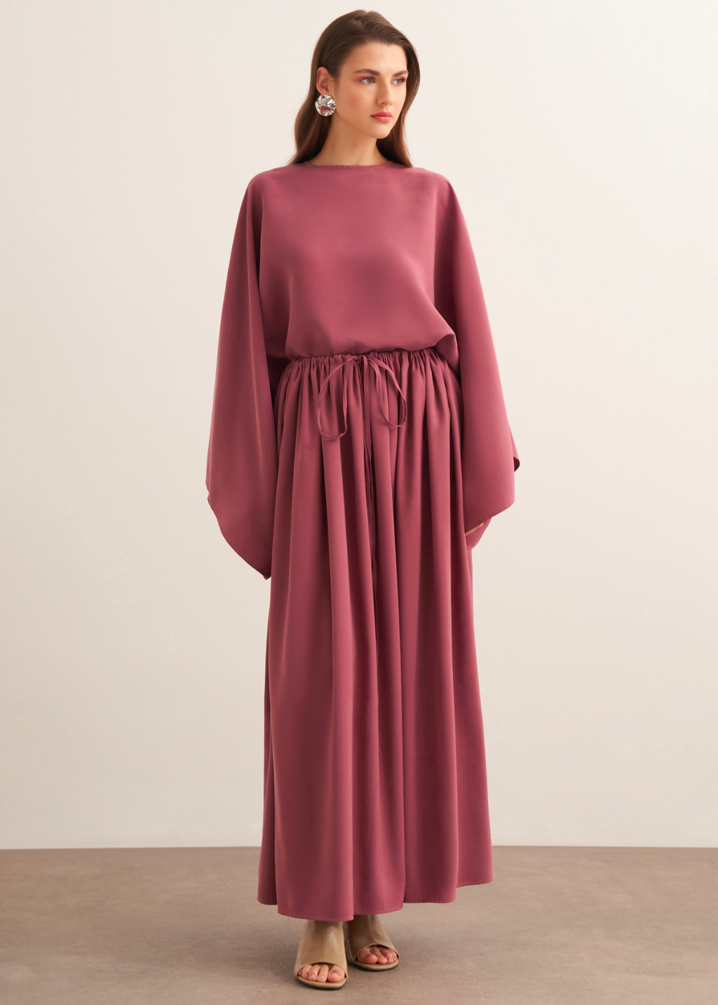 Nur Gathered Skirt Co-Ord - Dusty Rose