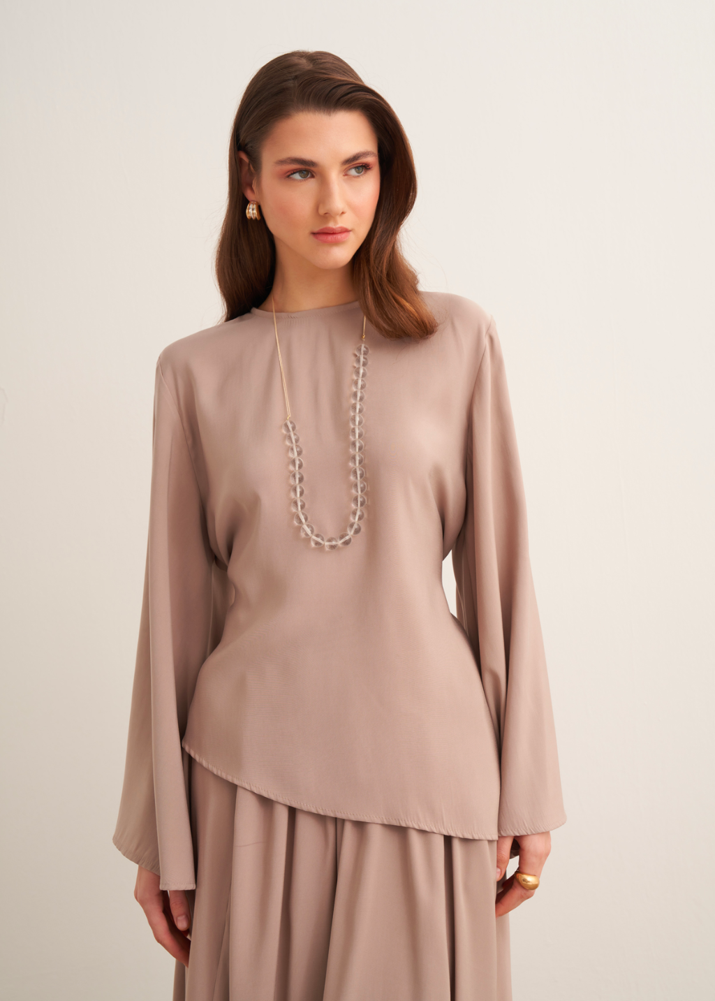 Dima Tie Detail Mink Skirt Co-Ord
