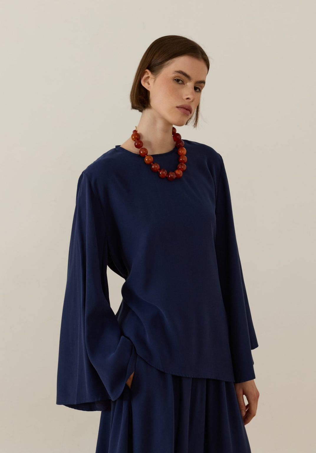 Dima Tie Detail Navy Skirt Co-Ord