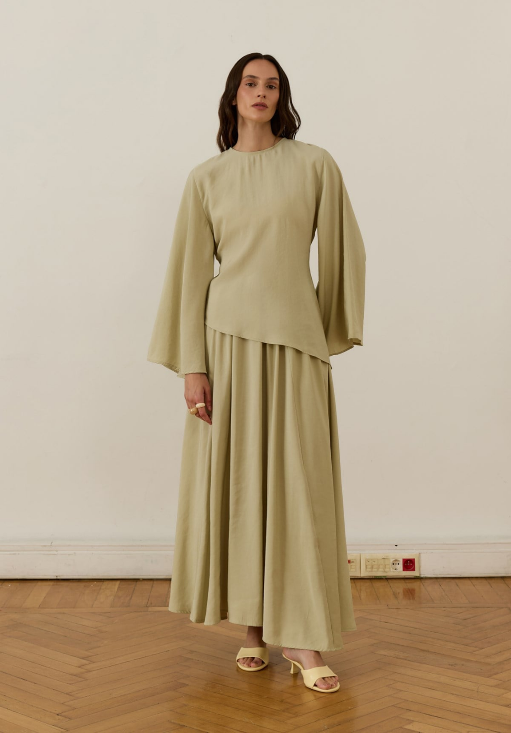 Dima Tie Detail Soft Green Skirt Co-Ord