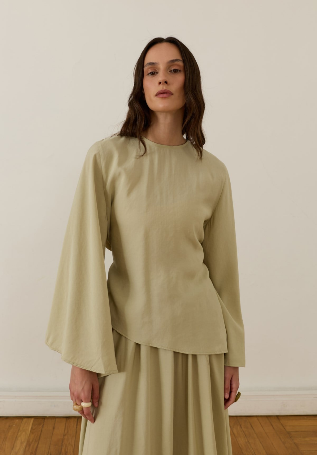 Dima Tie Detail Soft Green Skirt Co-Ord