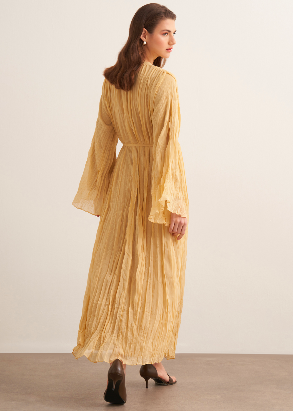 Crushed Chiffon Dress - Butter Yellow