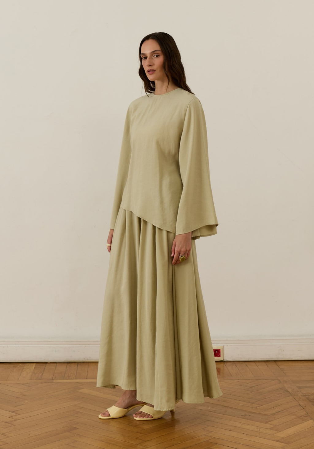 Dima Tie Detail Soft Green Skirt Co-Ord