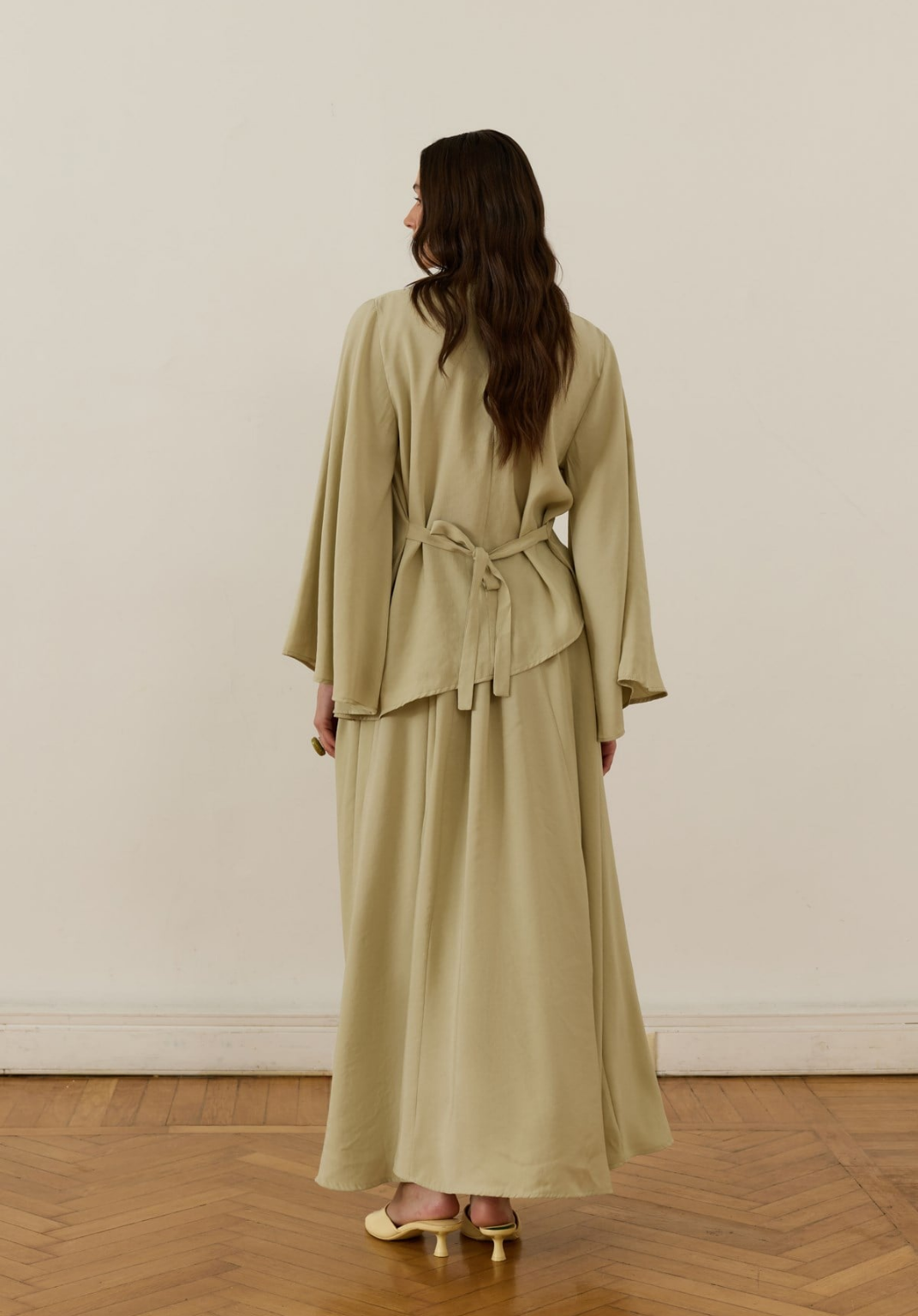 Dima Tie Detail Soft Green Skirt Co-Ord