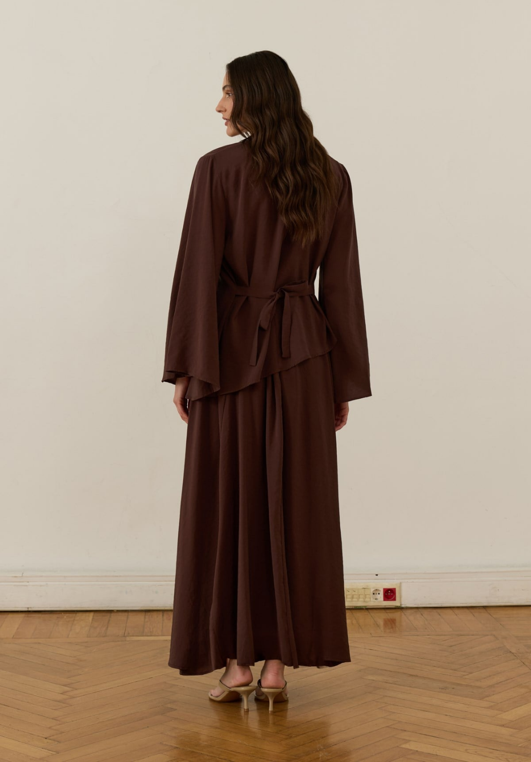 Dima Tie Detail Brown Skirt Co-Ord