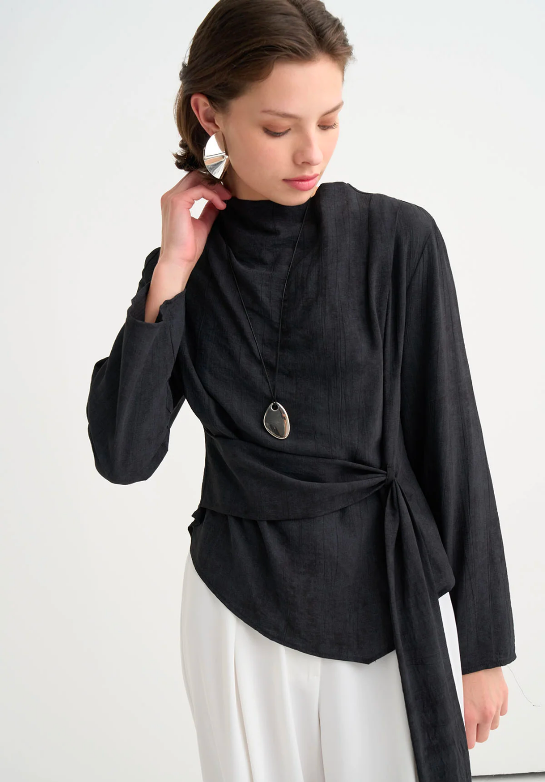 Ece Crush Effect Blouse Black