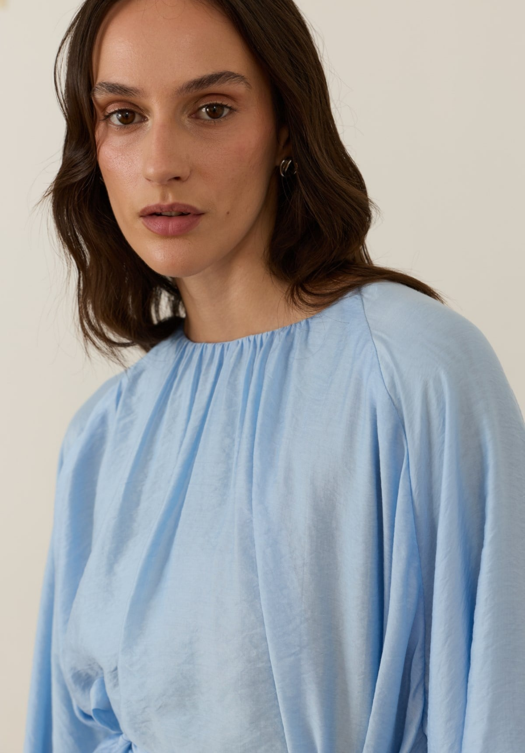 Monroe Draped Blouse Blue