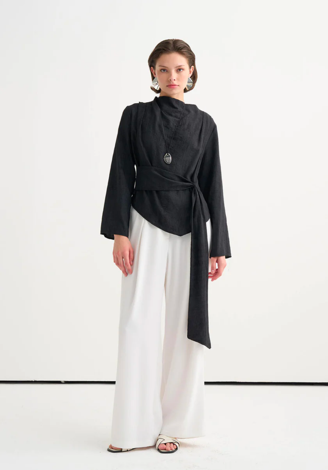 Ece Crush Effect Blouse Black