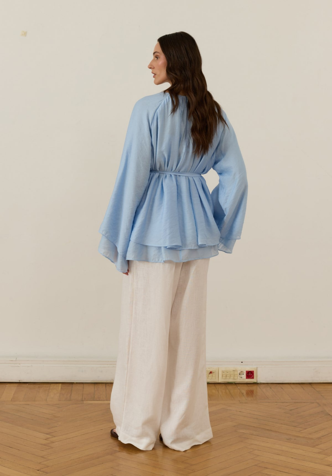 Monroe Draped Blouse Blue