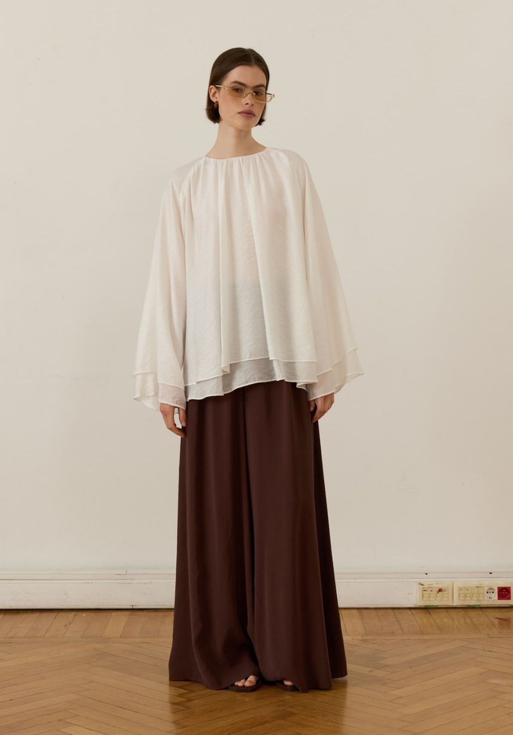 Monroe Draped Blouse White
