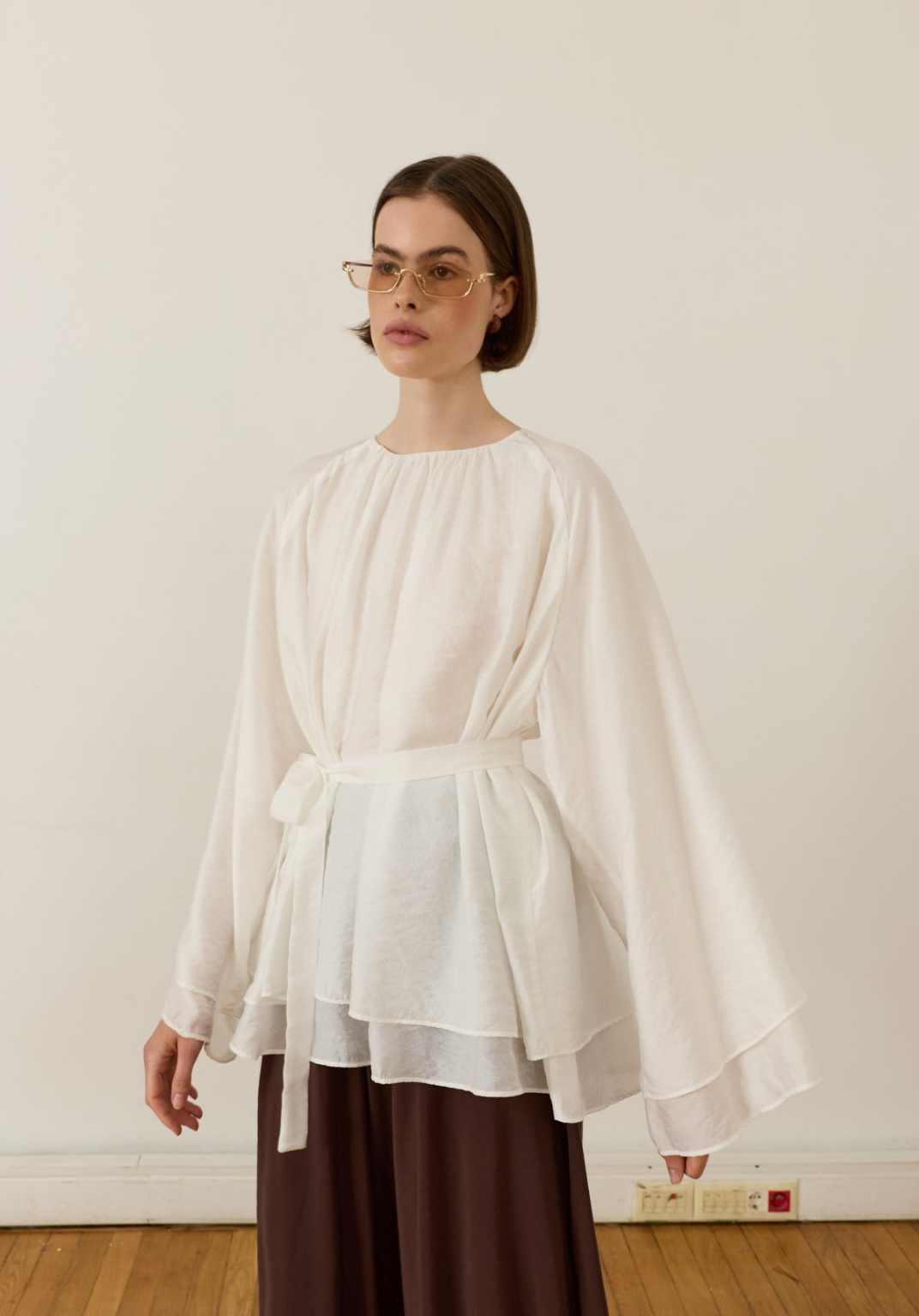 Monroe Draped Blouse White