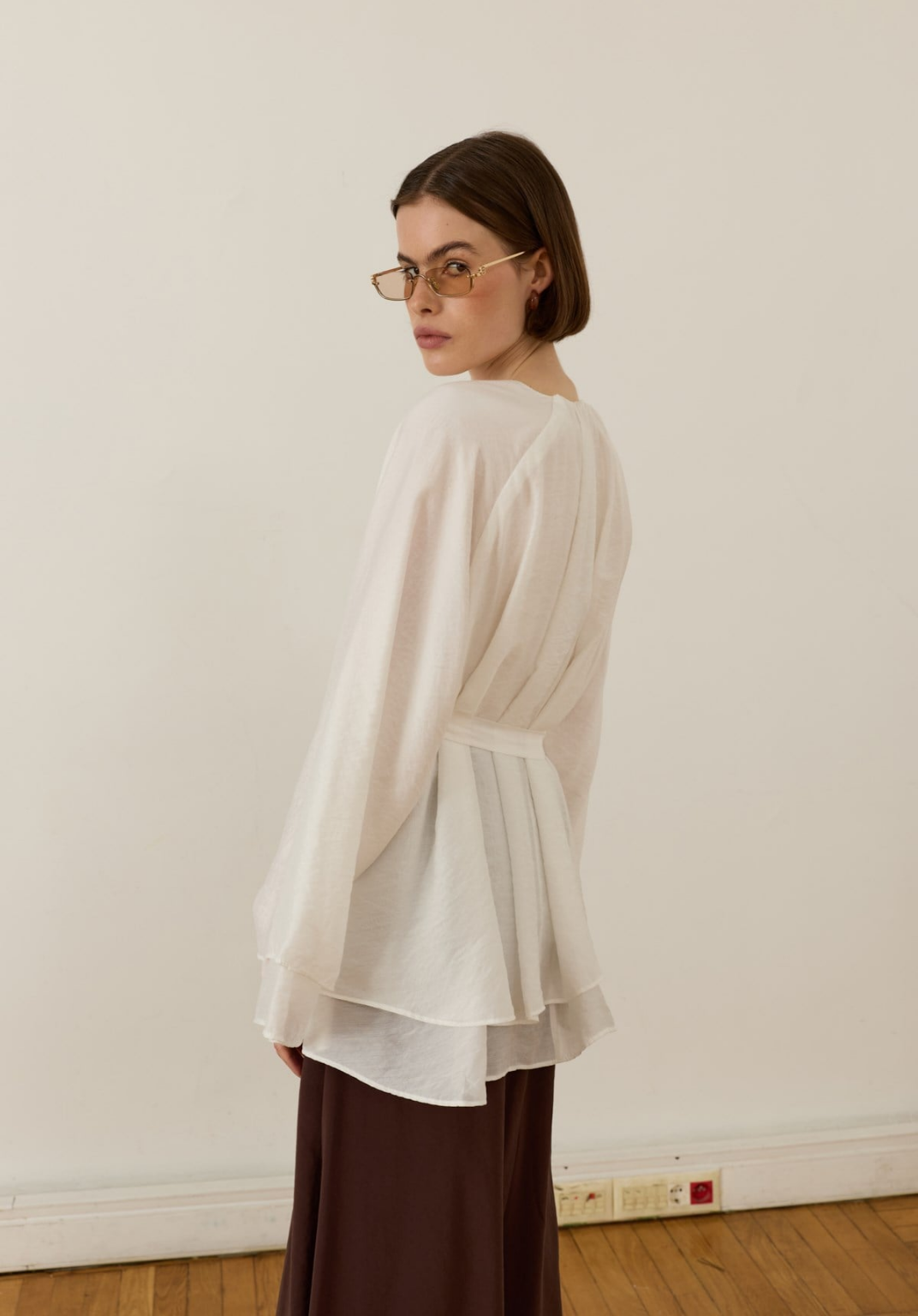 Monroe Draped Blouse White