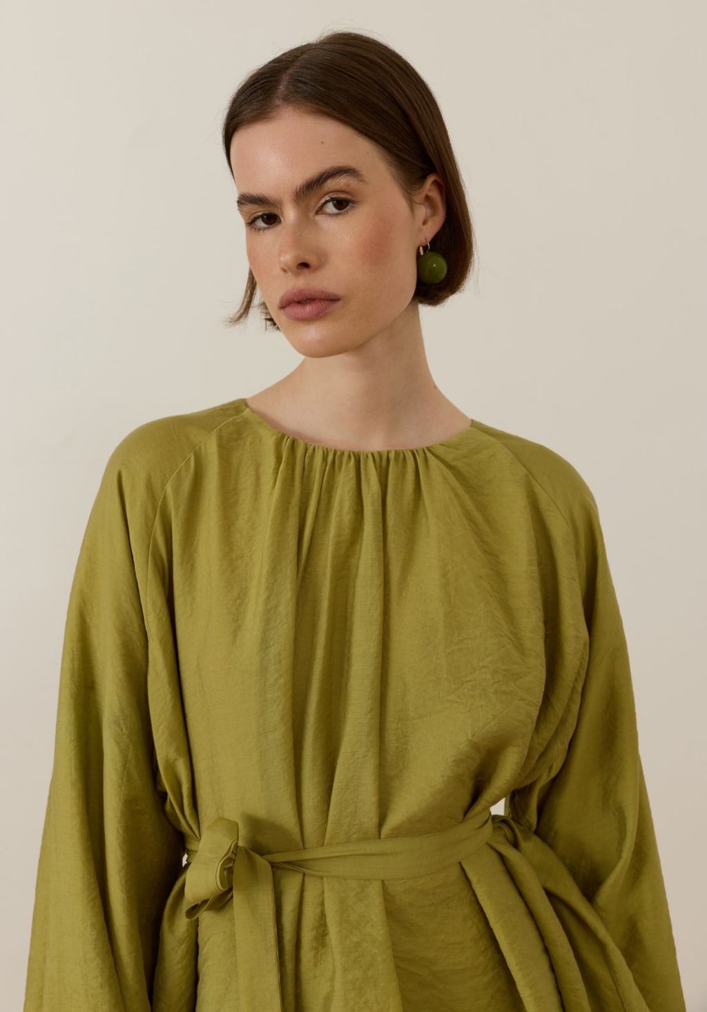 Monroe Draped Blouse Green