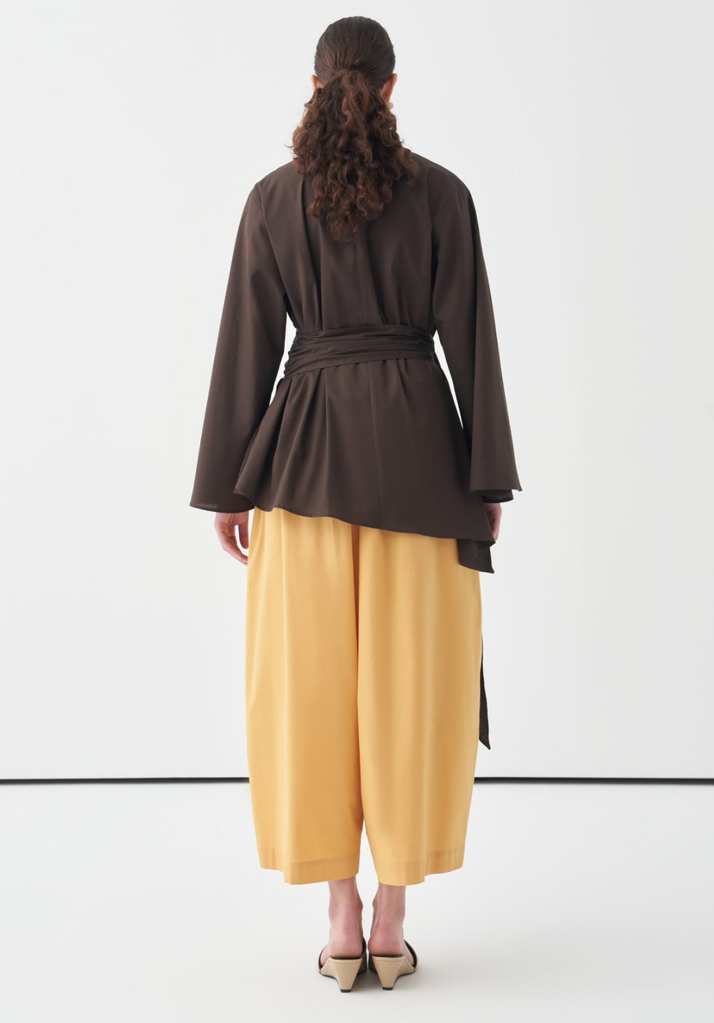 Farha Belted Poplin Blouse Dark Brown
