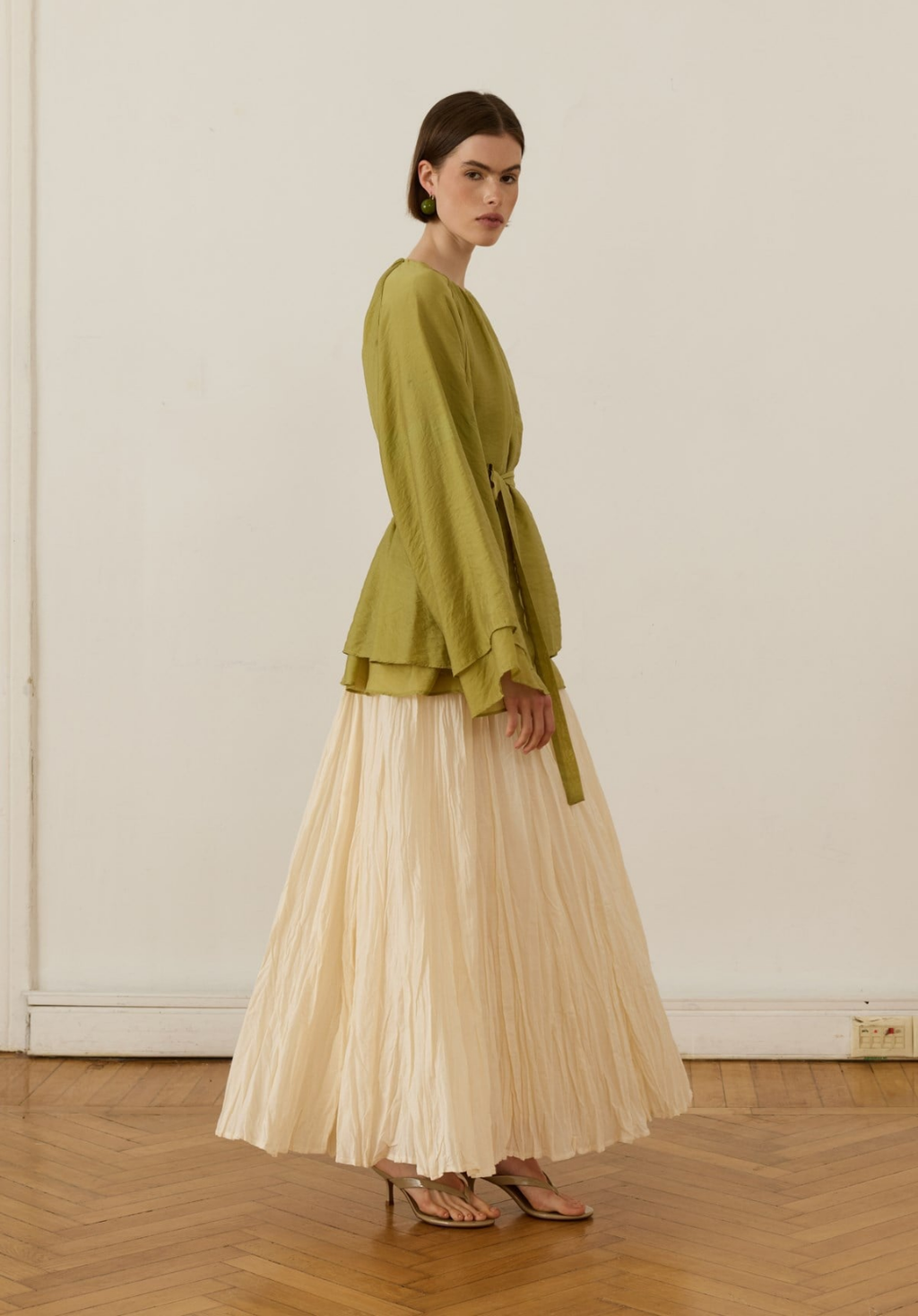 Monroe Draped Blouse Green