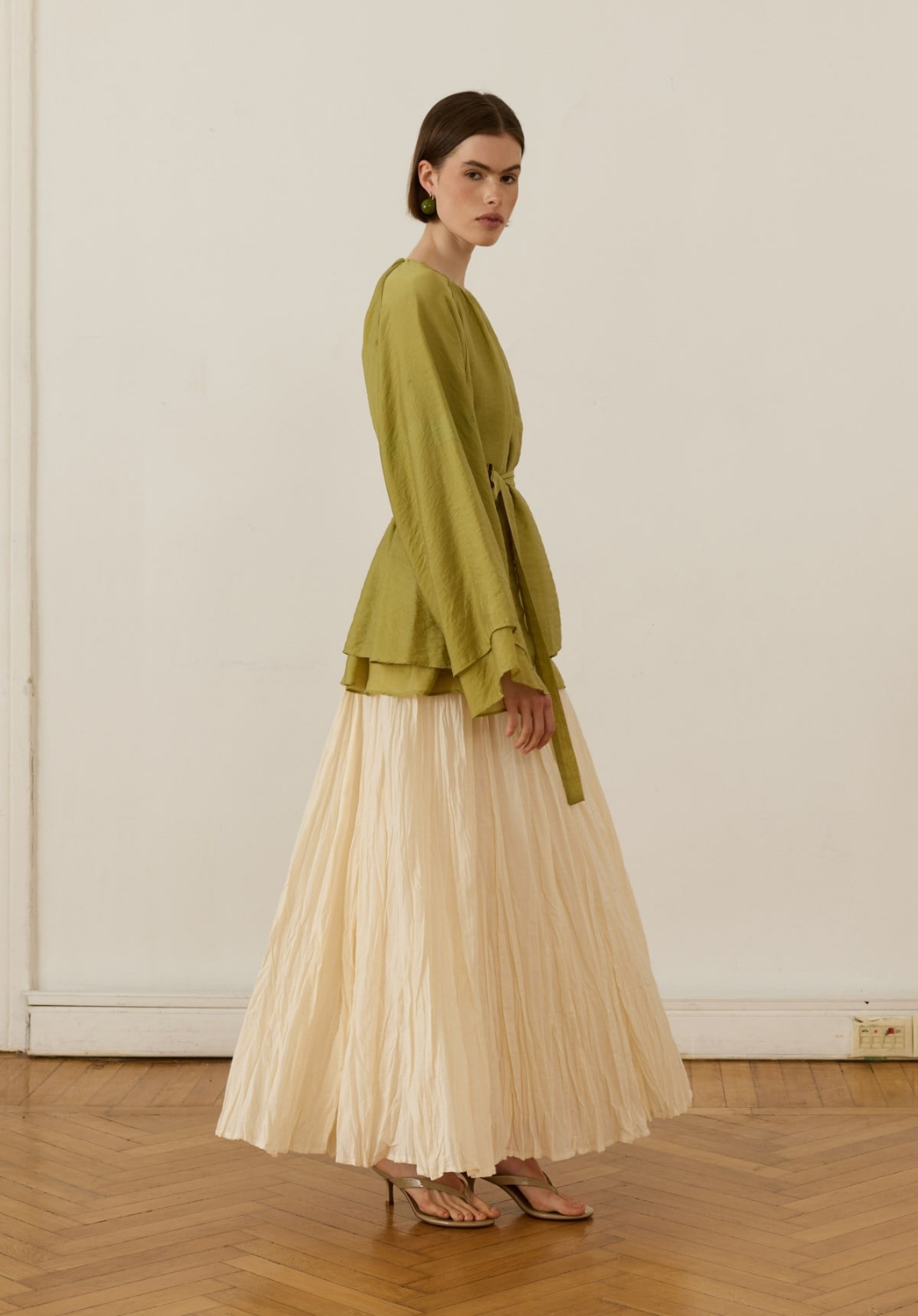 Monroe Draped Blouse Green