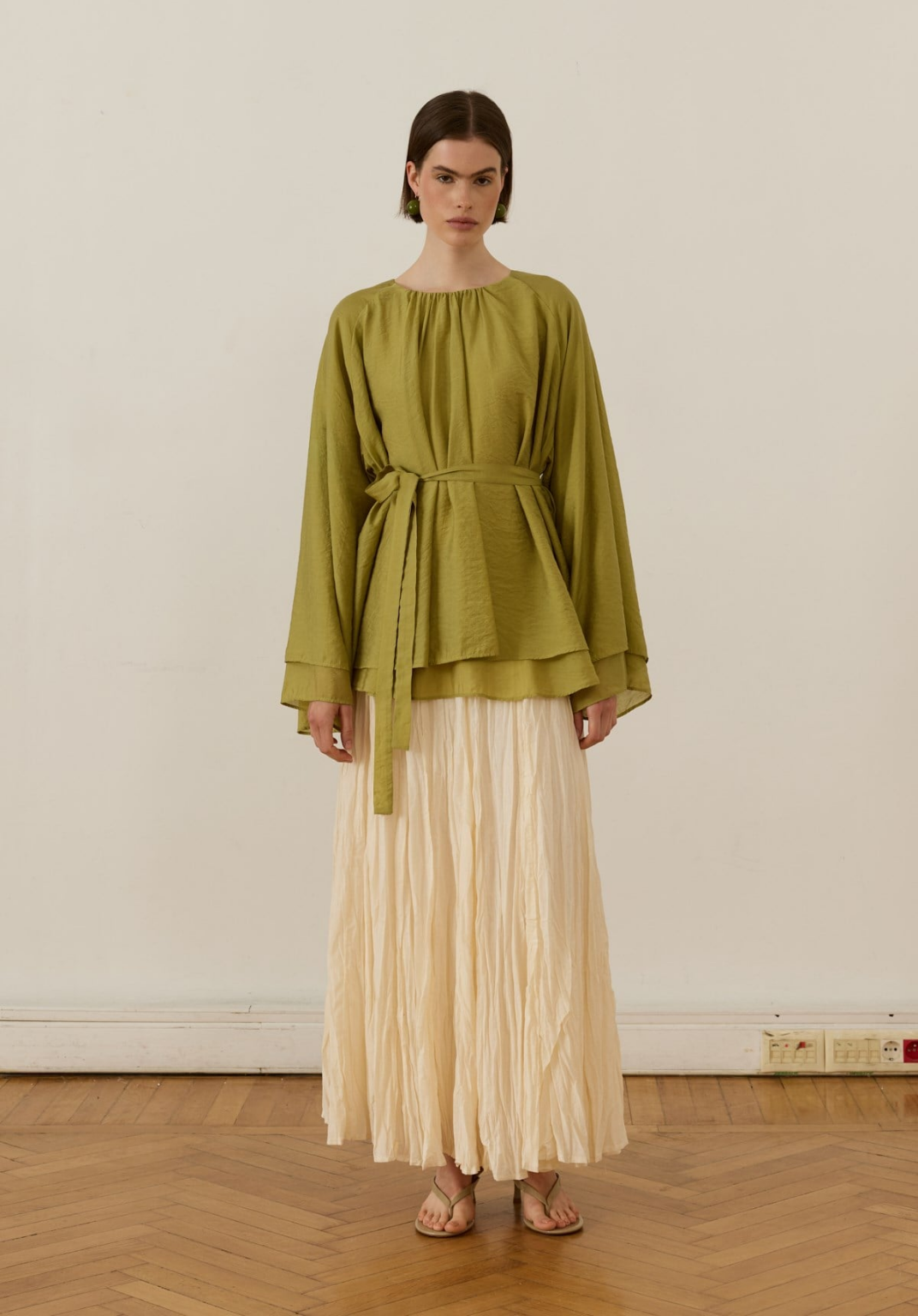 Monroe Draped Blouse Green