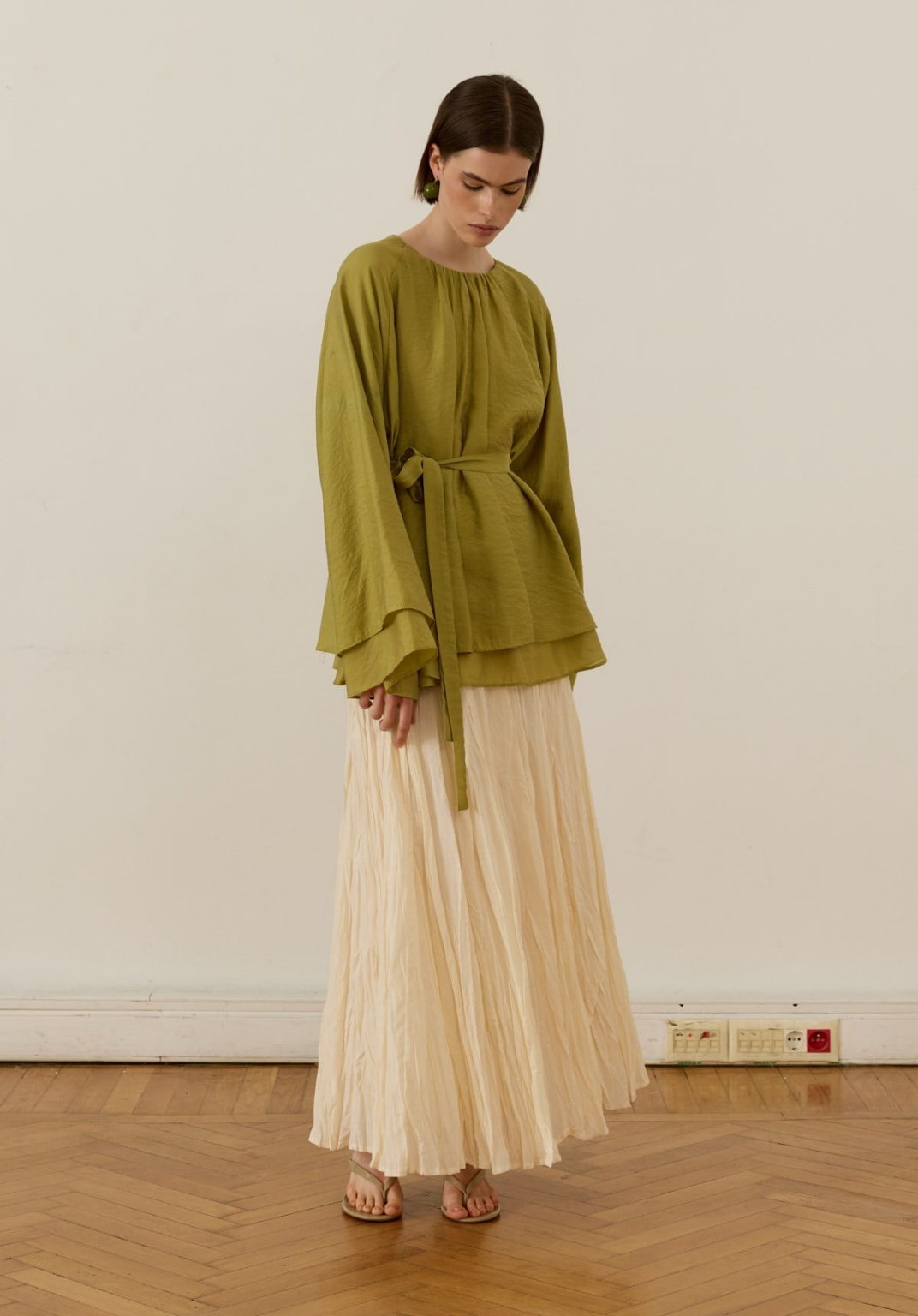 Monroe Draped Blouse Green