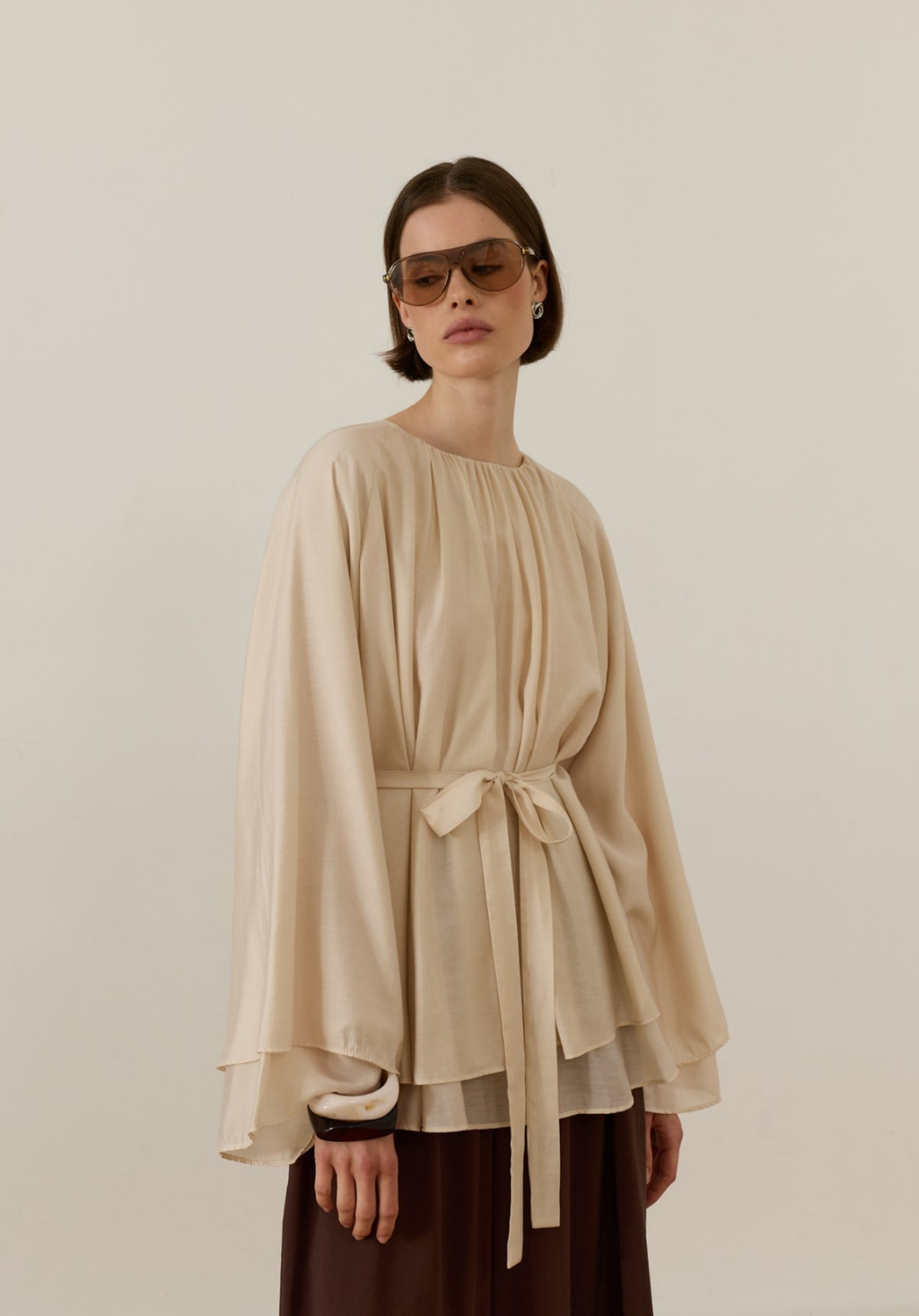 Monroe Draped Blouse Cream