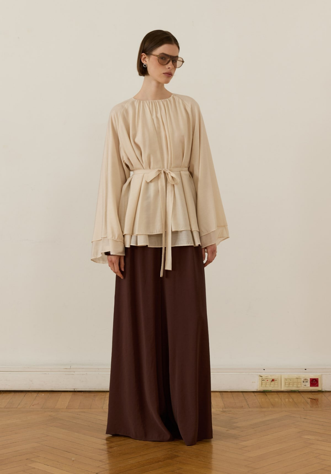 Monroe Draped Blouse Cream