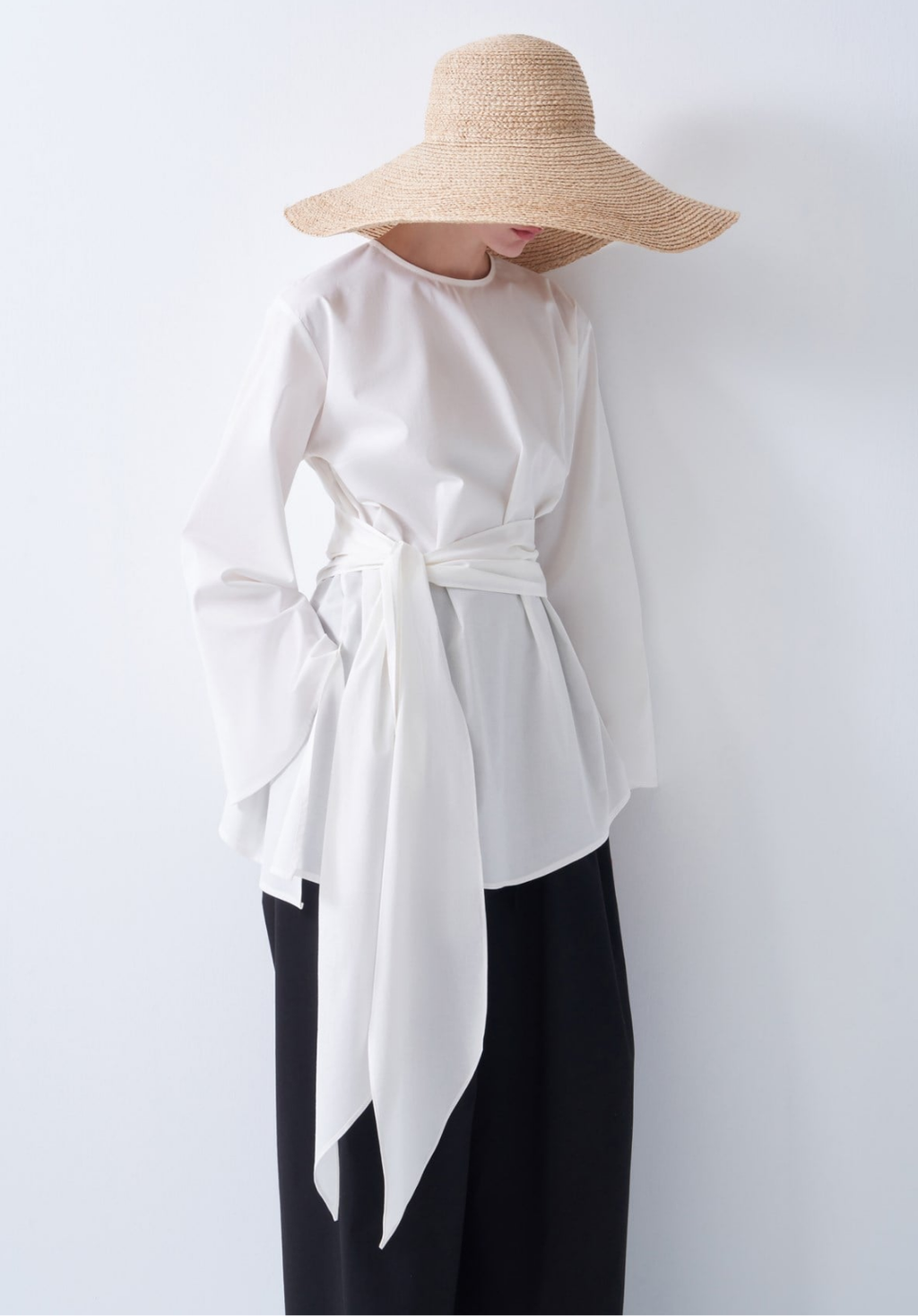 Farha Belted Poplin Blouse White