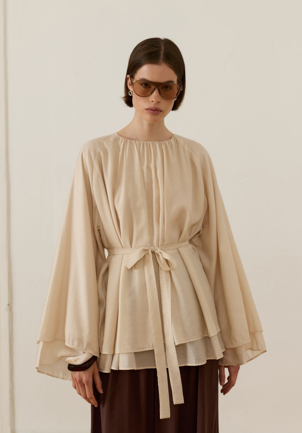 Monroe Draped Blouse Cream