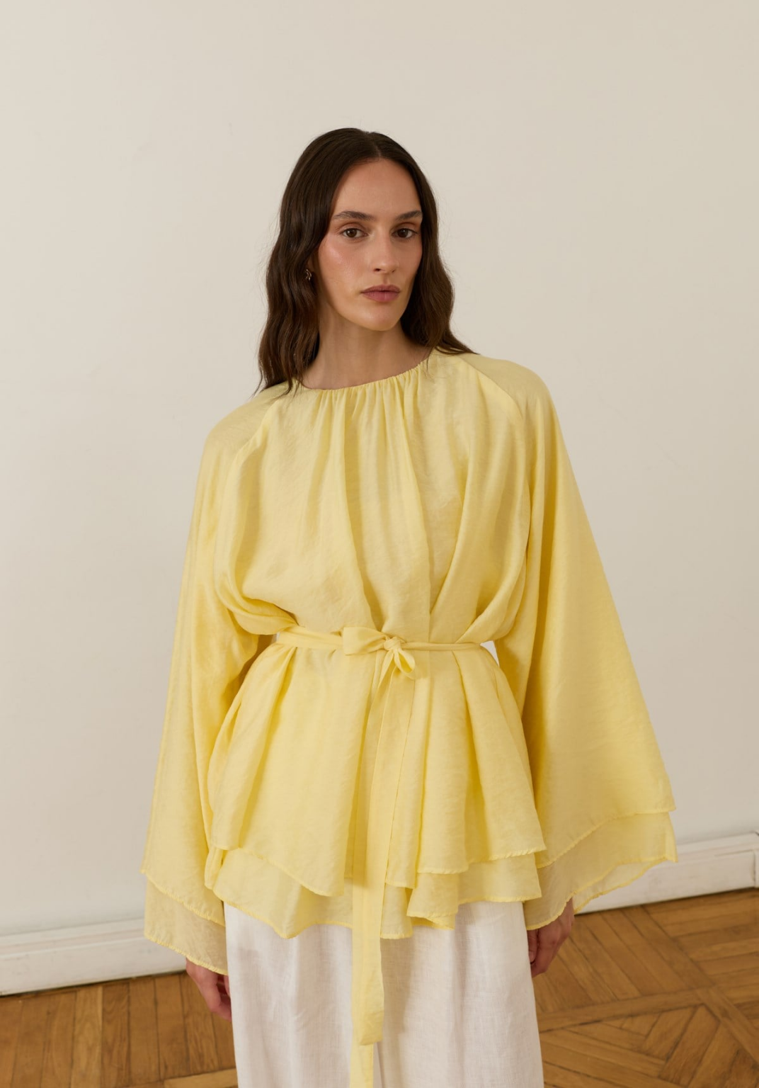 Monroe Draped Blouse Yellow