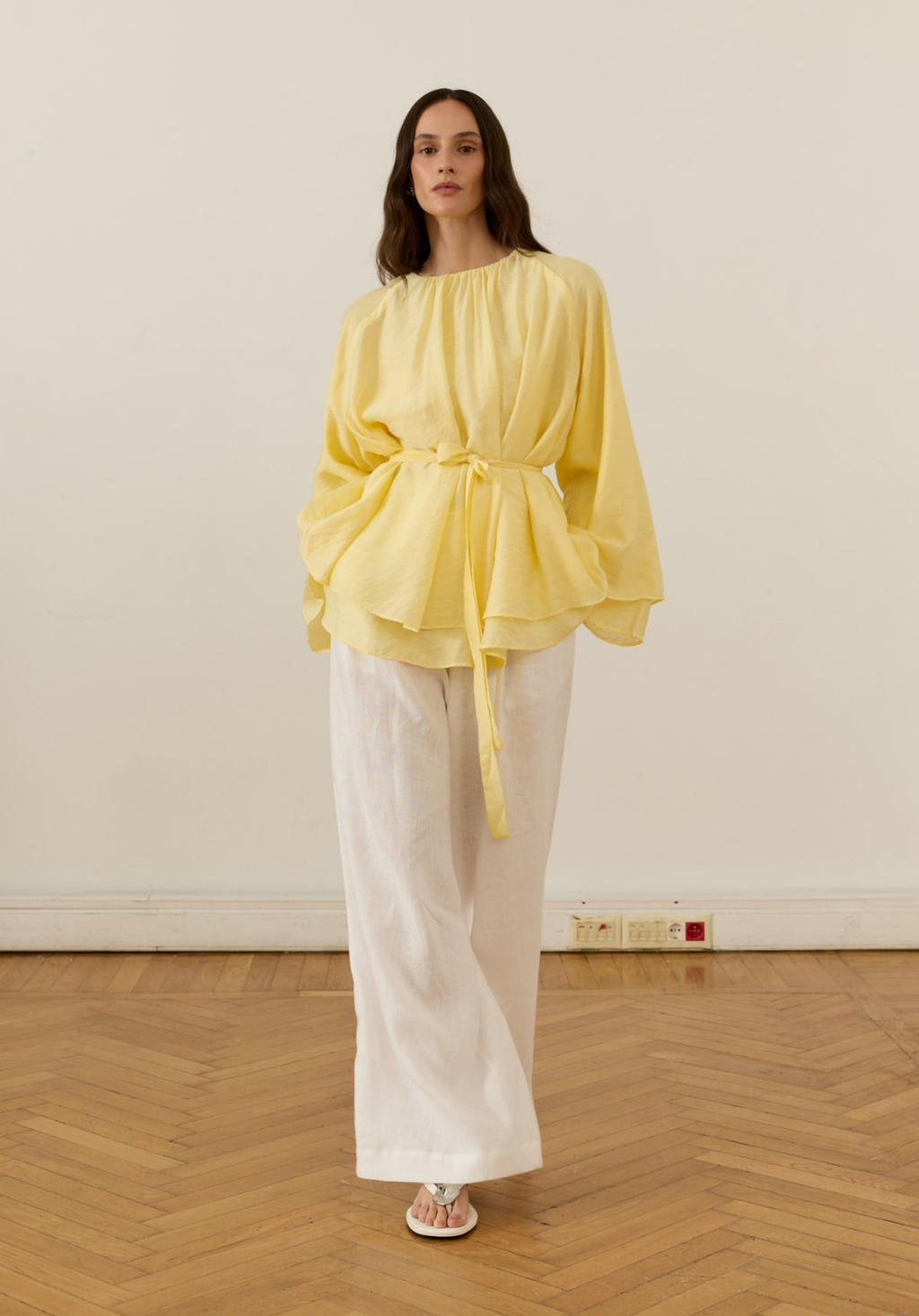Monroe Draped Blouse Yellow
