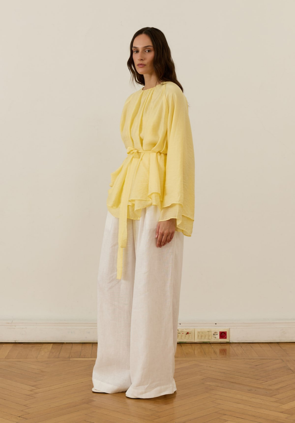 Monroe Draped Blouse Yellow
