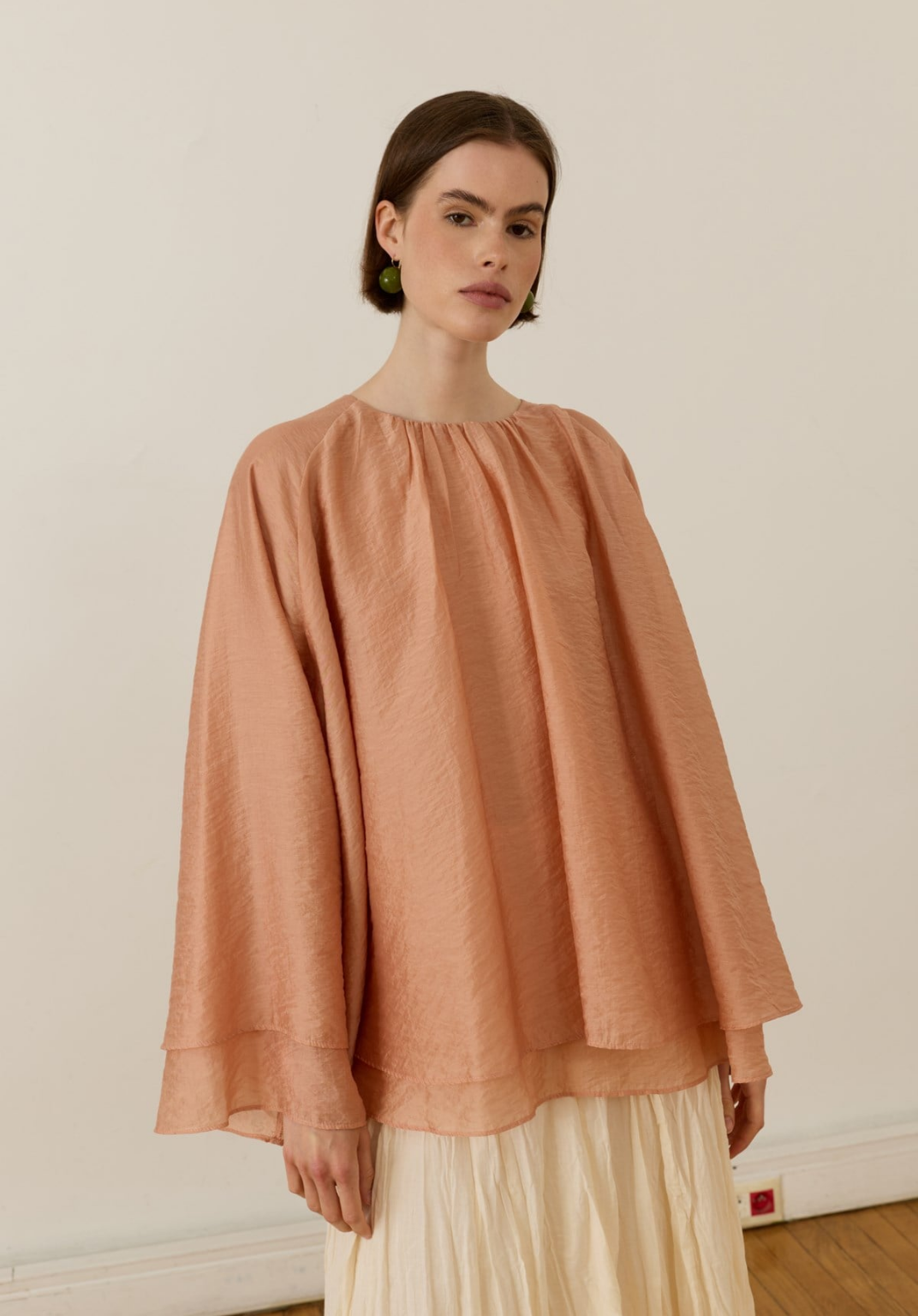 Monroe Draped Blouse Salmon