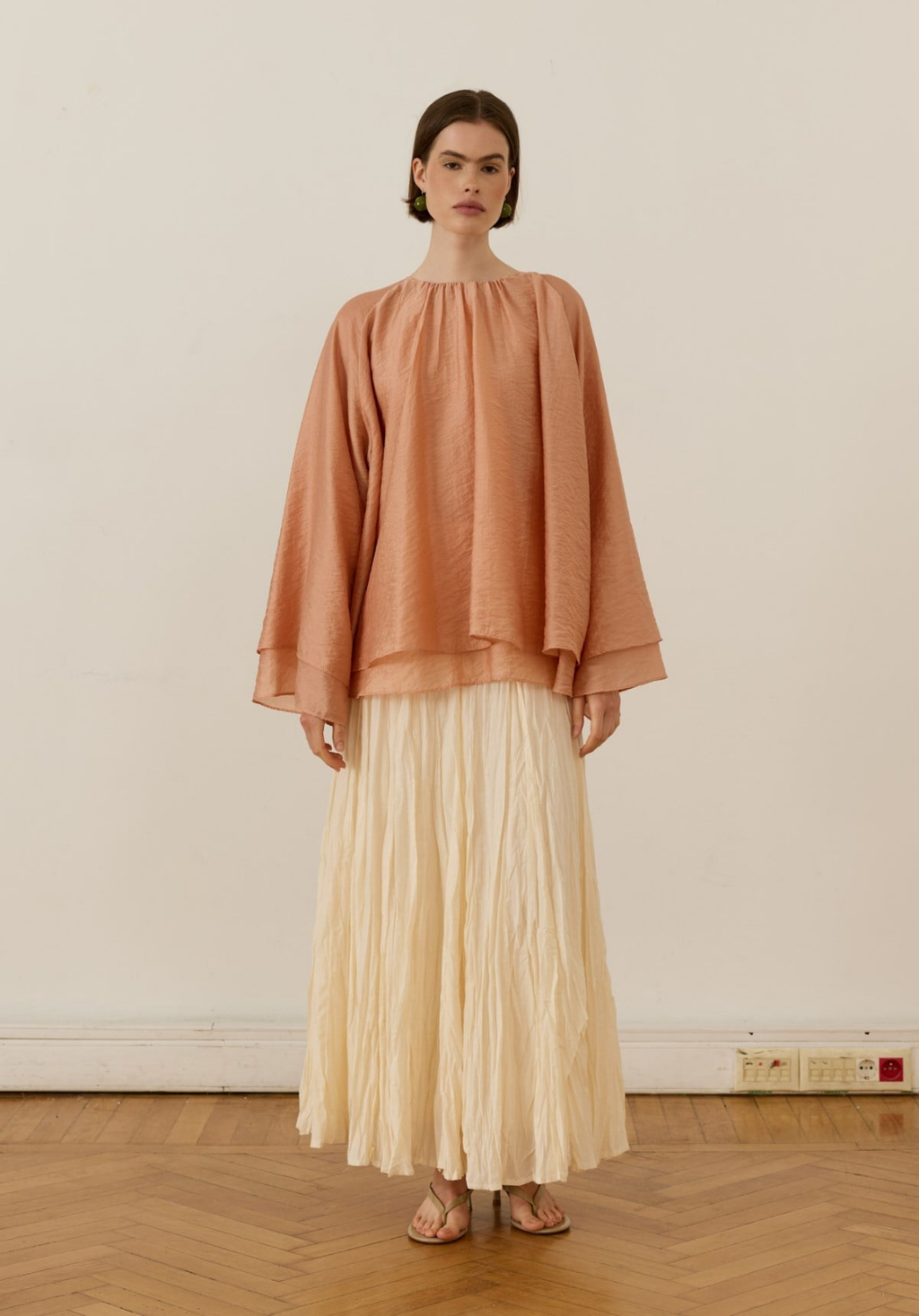 Monroe Draped Blouse Salmon