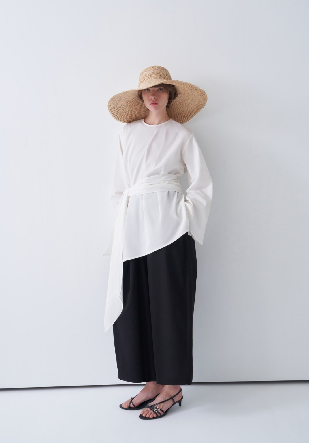 Farha Belted Poplin Blouse White